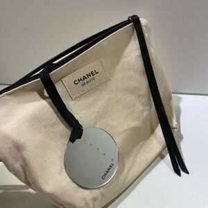 Cream Cosmetic Bag with Black Accents